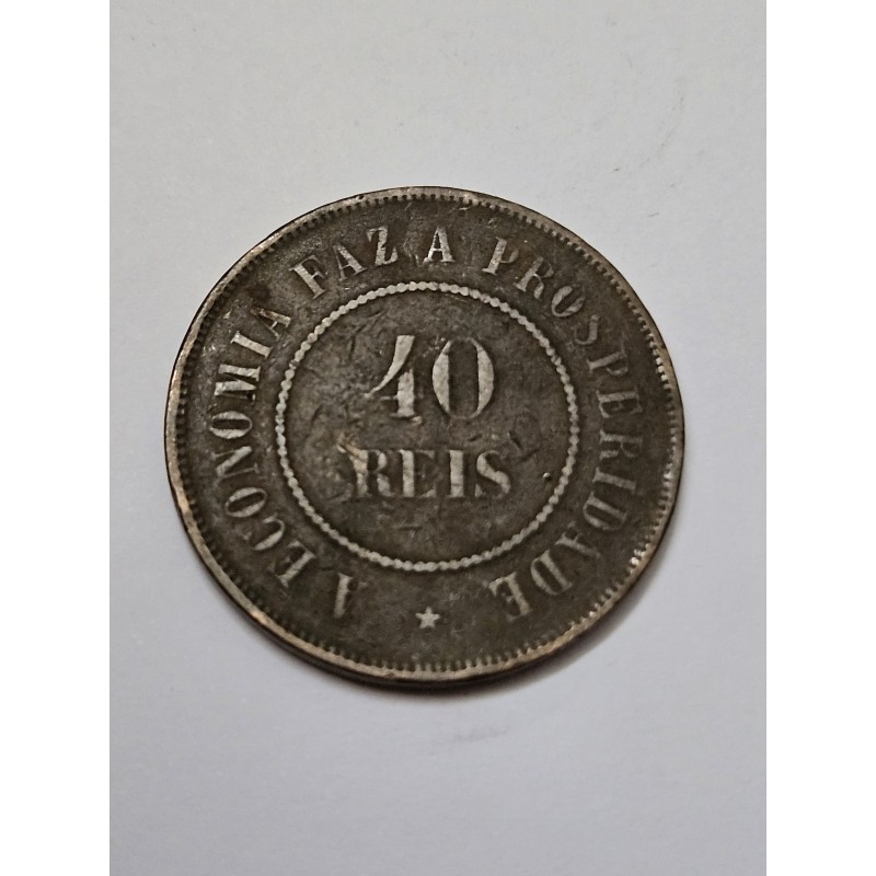 Moeda Brasil 40 réis 1909 bronze republica MBC