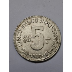 Moeda da Bolivia 5 pesos 1980