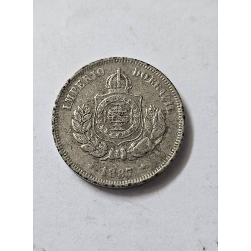 Moeda Brasil Império 50 réis 1887 cuproniquel MBC