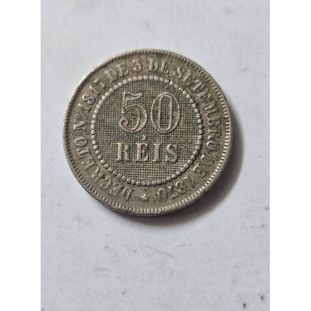 Moeda Brasil Império 50 réis 1887 cuproniquel MBC