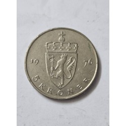 Moeda da Noruega 5 coroas 1976