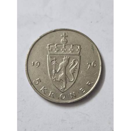 Moeda da Noruega 5 coroas 1976