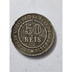 Moeda Brasil Império 50 réis 1886