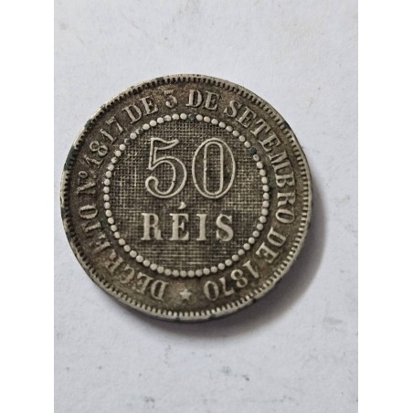 Moeda Brasil Império 50 réis 1886