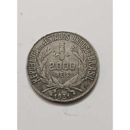 Moeda Brasil republica 2000 réis 1931 prata MBC