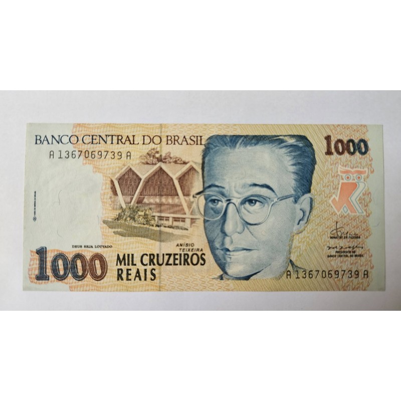 Cédula Brasil 1000 cruzeiros reais C238 Anisio Teixeira FE