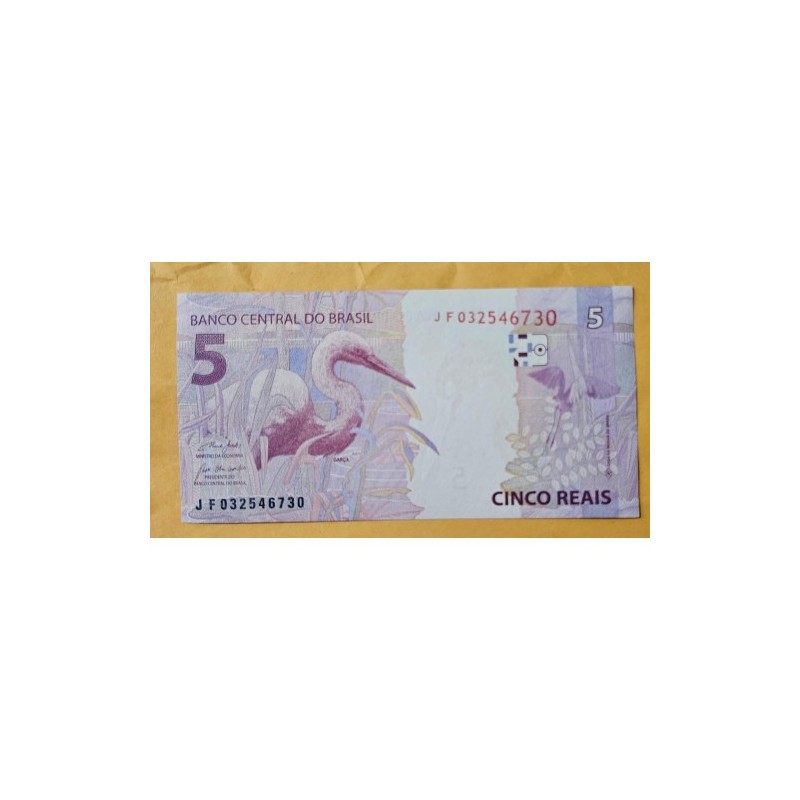 Cédula Brasil 5 reais Letras JF FE