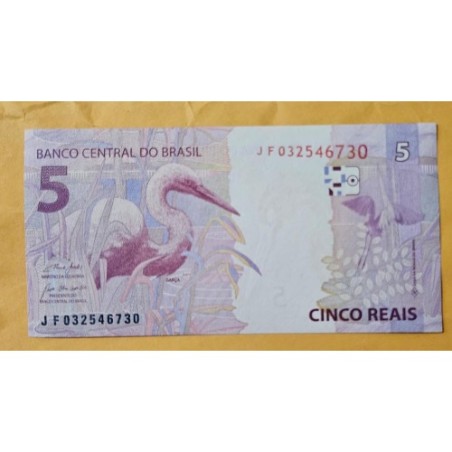 Cédula Brasil 5 reais Letras JF FE