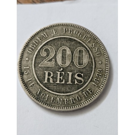 Moeda Brasil republica 200 réis 1889 MBC-S