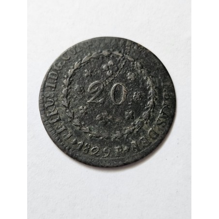 Moeda Brasil 20 réis 1829 Rio Imperio Cobre Dom Pedro II