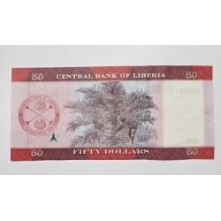 Cédula 50 Dólares da Libéria 2022 - Banco Central da Libéria FE
