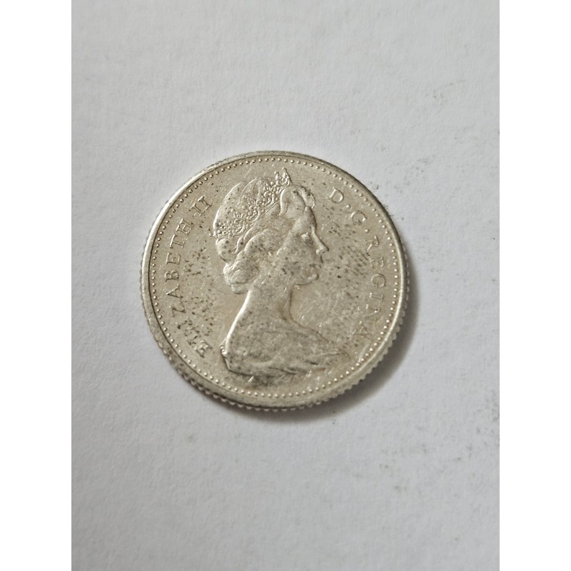 Moeda do Canadá 10 cents 1965 prata Rainha Elizabeth II