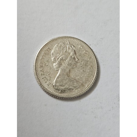 Moeda do Canadá 10 cents 1965 prata Rainha Elizabeth II