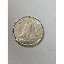 Moeda do Canadá 10 cents 1965 prata Rainha Elizabeth II
