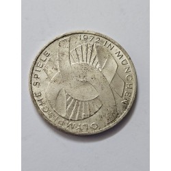 Moeda da Alemanha 10 marcos 1972 prata Jogos Olimpicos Munique