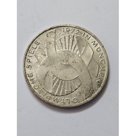 Moeda da Alemanha 10 marcos 1972 prata Jogos Olimpicos Munique
