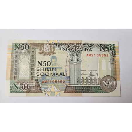 Cédula 50 Shillings Somália FE - 1991