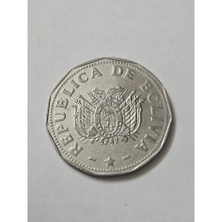 2 Bolivianos 1991 Bolívia - Escudo Nacional e "La Unión es la Fuerza" - Colecionismo