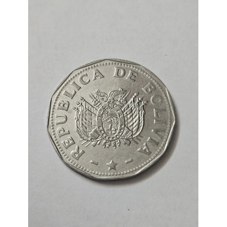 2 Bolivianos 1991 Bolívia - Escudo Nacional e "La Unión es la Fuerza" - Colecionismo