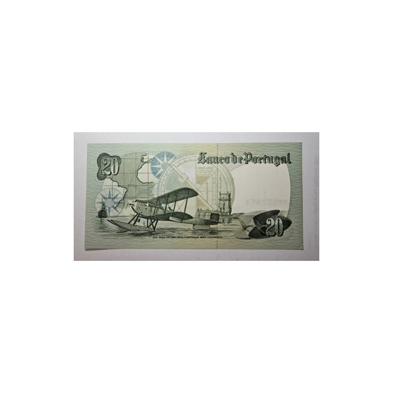 Cédula de Portugal 20 escudos FE Gago Coutinho
