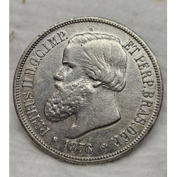 Moeda Brasil Império 1000 réis 1876 MBC 2