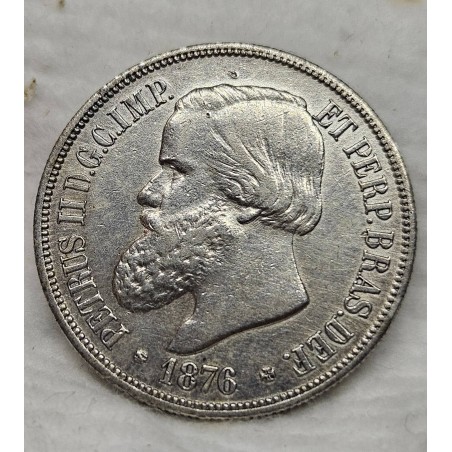 Moeda Brasil Império 1000 réis 1876 MBC 2