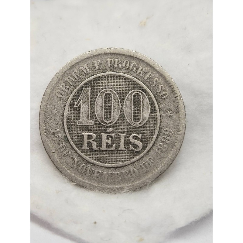 Moeda Brasil Republica 100 réis 1893 MBC