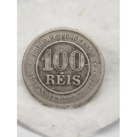 Moeda Brasil Republica 100 réis 1893 MBC