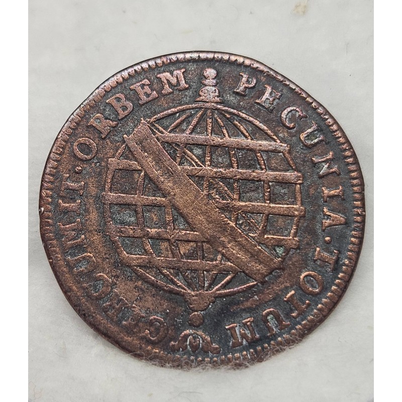 Moeda Brasil Colonia Cobre XX réis 1802 cobre MBC