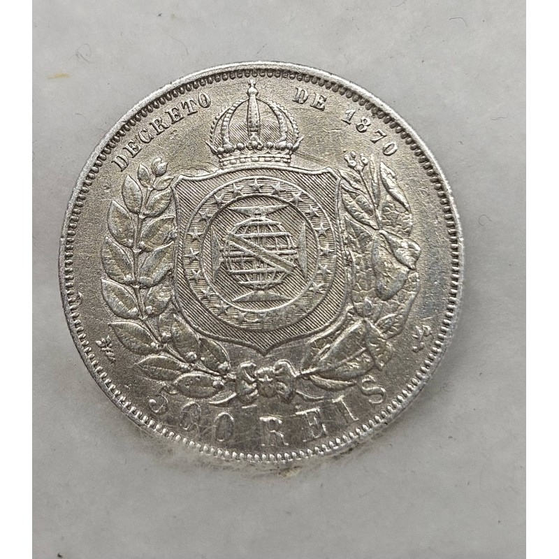 Moeda Brasil 500 Réis 1889 - Império D. Pedro II - Prata