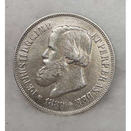 Moeda Brasil 500 Réis 1889 - Império D. Pedro II - Prata