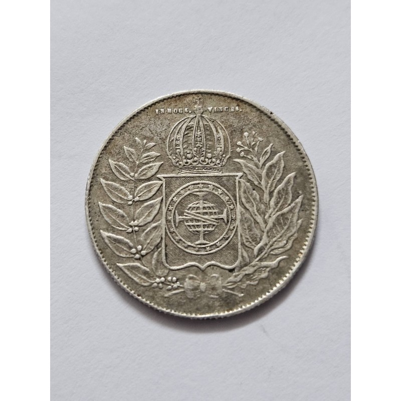 Moeda Brasil 500 réis 1851 prata terceiro sistema MBC