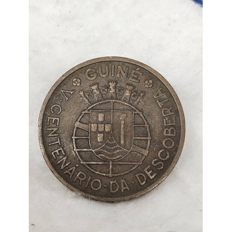 Moeda de Guiné Bissau 1 escudo 1946 400 anos descoberta