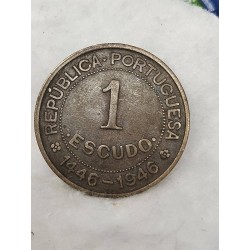 Moeda de Guiné Bissau 1 escudo 1946 400 anos descoberta