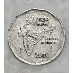 Moeda Índia 2 Rúpias 2000 - Tema: Integração Nacional (National Integration)