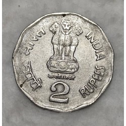 Moeda Índia 2 Rúpias 2000 - Tema: Integração Nacional (National Integration)