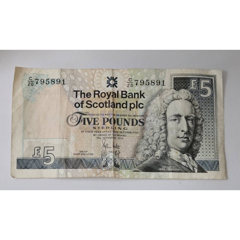 Nota Escócia £5 - Royal Bank of Scotland - Lord Ilay - 2010 - Numismática Internacional