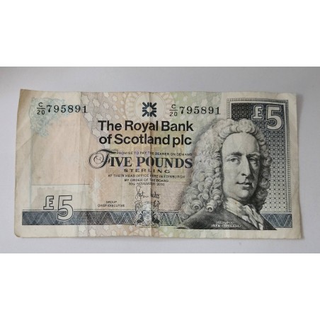 Nota Escócia £5 - Royal Bank of Scotland - Lord Ilay - 2010 - Numismática Internacional