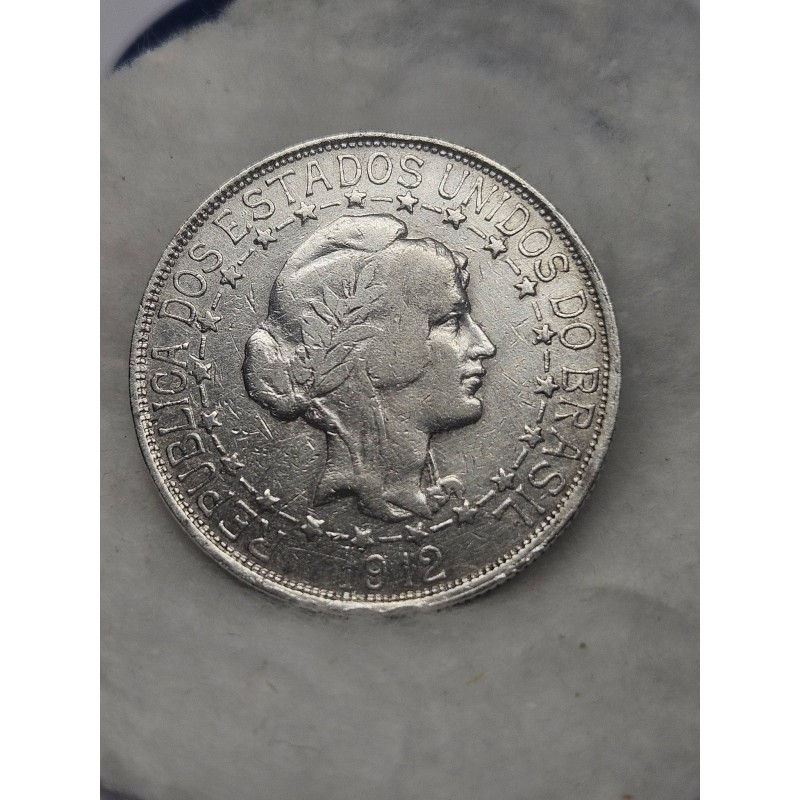 Moeda Brasil 2000 réis 1912 estrelas ligadas MBC