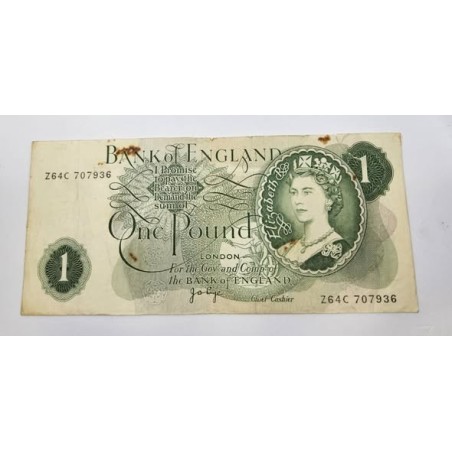 Cédula da Inglaterra 1 libra com furo Rainha Elizabeth II