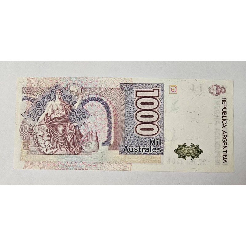 Cédula Argentina 1000 Australes Julio Roca P-329B FE