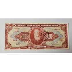 Cédula Brasil 100 cruzeiros carimbo 10 centavos C118 FE Vermelha Segunda Estampa