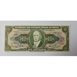 Cédula Brasil 10 cruzeiros C081 FE Getulio Vargas Verde