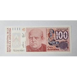 Cédula da Argentina 100 australes P327c FE 1985