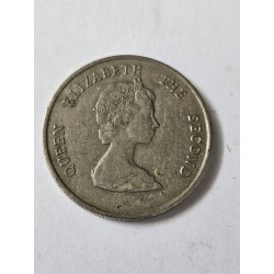 Moeda East caribean states 25 cents 1987 Rainha Elizabeth II