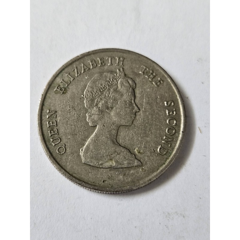 Moeda East caribean states 25 cents 1987 Rainha Elizabeth II