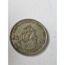 Moeda East caribean states 25 cents 1987 Rainha Elizabeth II