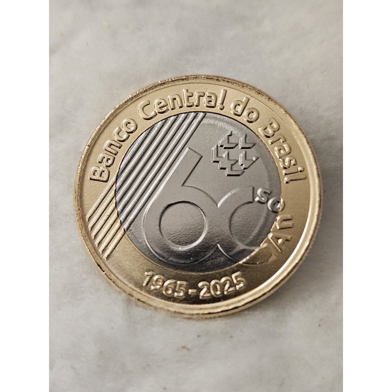 Moeda Brasil 1 real 60 anos Banco Central 2025 FC