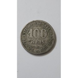 Descubra esta rara moeda de 100 Réis do Império do Brasil, ano 1871. Autêntica peça de cupro-níquel, ideal para enriquecer sua c