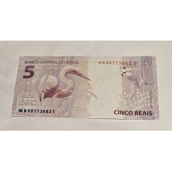 Cedula Brasil 5 reais MB FE